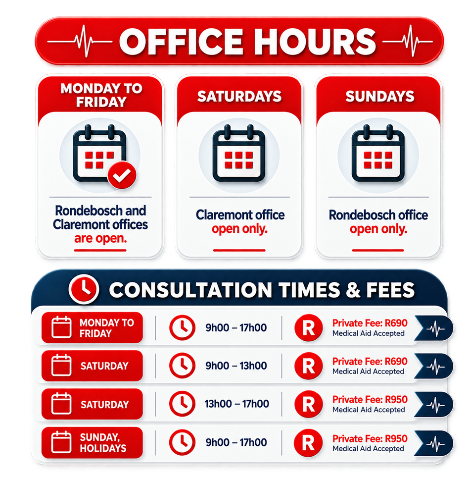 CA Cape Doctors - Office Hours & Consultation Fees