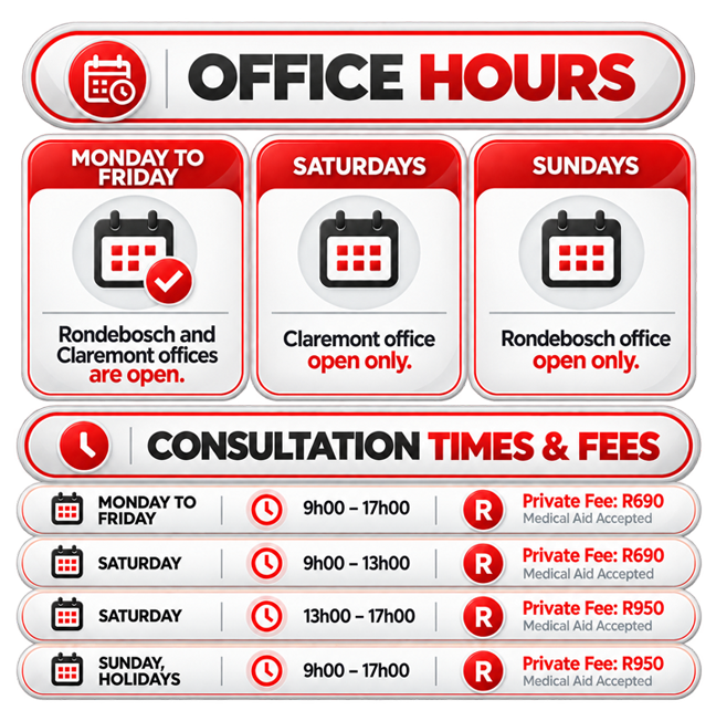 CA Cape Doctors Office Hours and Consultation Fees